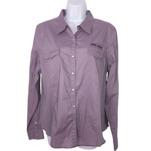 Harley Davidson Pearl Snap Lavender Blouse Shirt